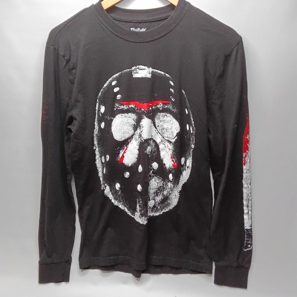 Friday The 13th Jason Voorhees Hockey Mask Long Sleeve Graphic Black Size XSmall